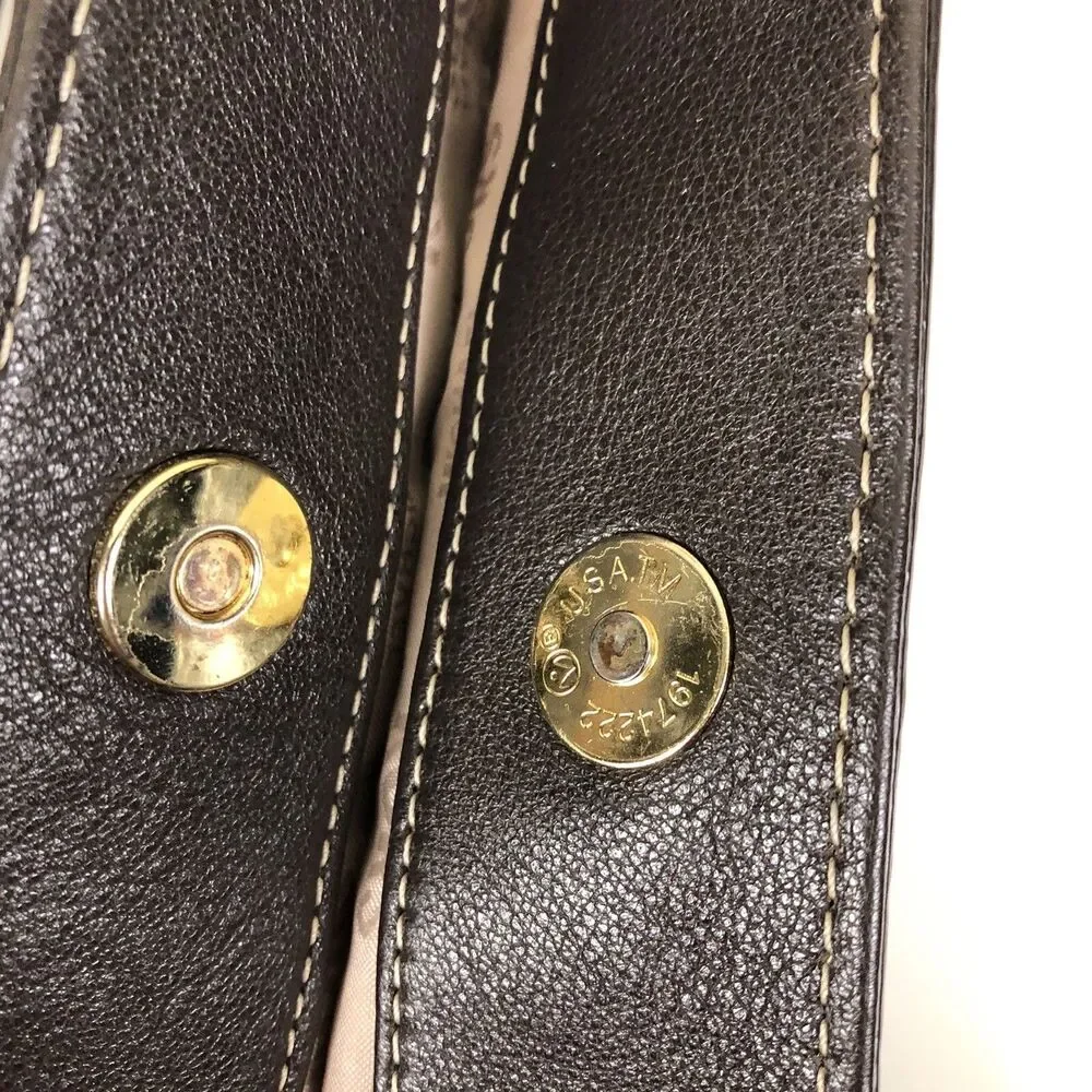 Michael Kors Brown Leather Hand Bag Chain‎ Link & Leather Dual Shoulder Straps